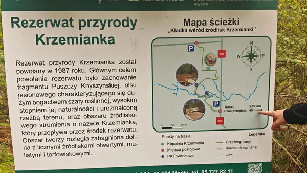 Mapa ścieżki „Kładka wśród źródlisk Krzemianki”.